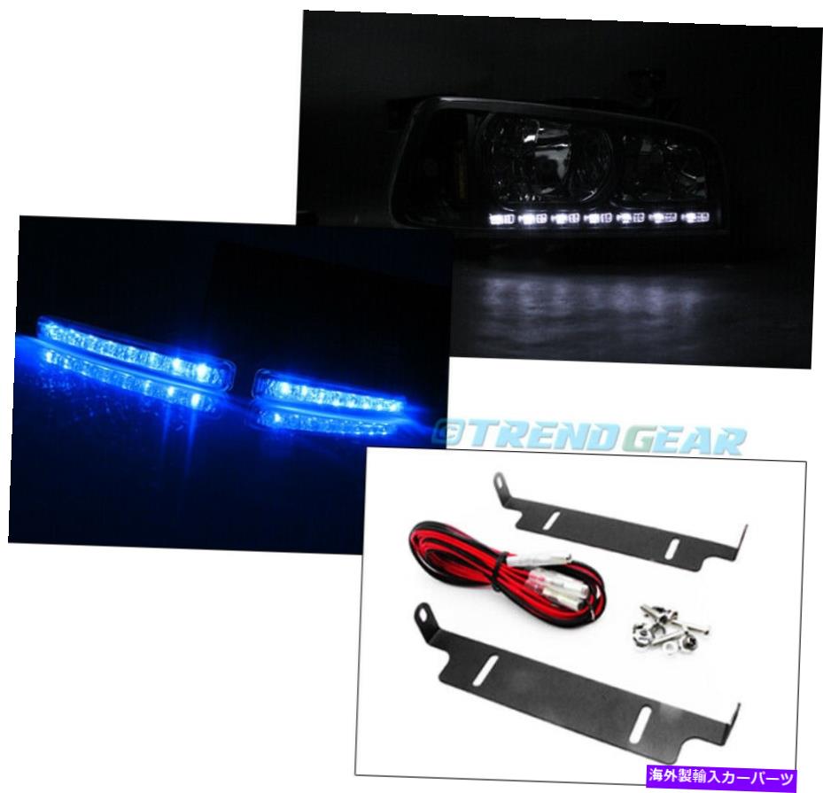 USヘッドライト 06-10充電器LEDクリスタルスモークヘッドライト+コーナー+青いDRL左+右ペア FOR 06-10 CHARGER LED CRYSTAL SMOKE HEAD LIGHT+CORNER+BLUE DRL LEFT+RIGHT PAIR【並行輸入品】