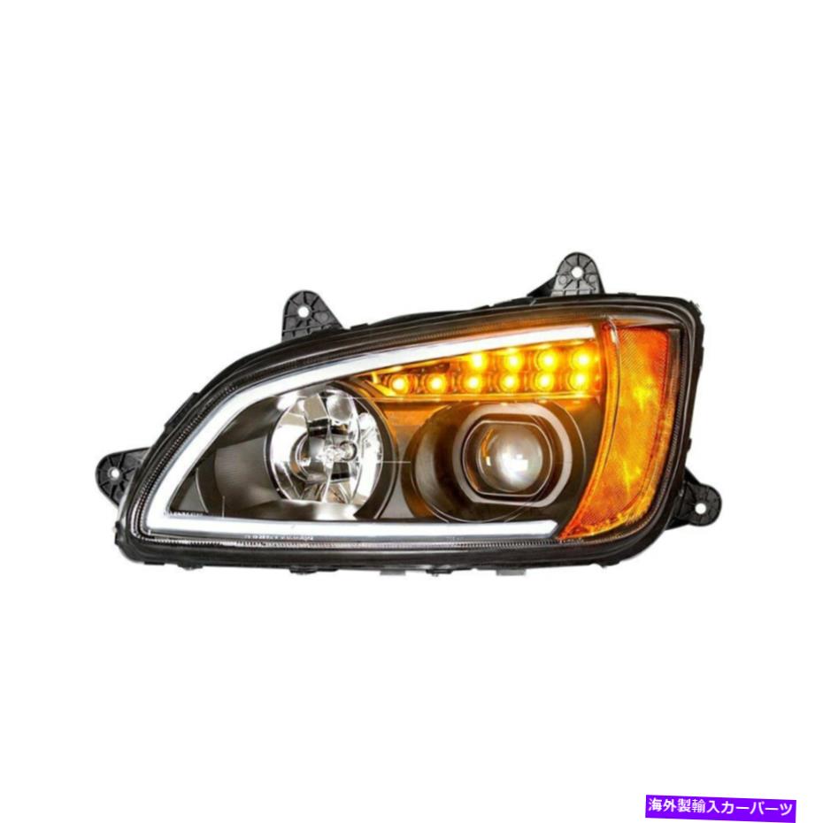 USヘッドライト Kenworth T660 08-18ヘッドライトドライバサイドブラックDRLバープロジェクターヘッドライト For Kenworth T660 08-18 Headlight Driver Side Black DRL Bar Projector Headlight【並行輸入品】