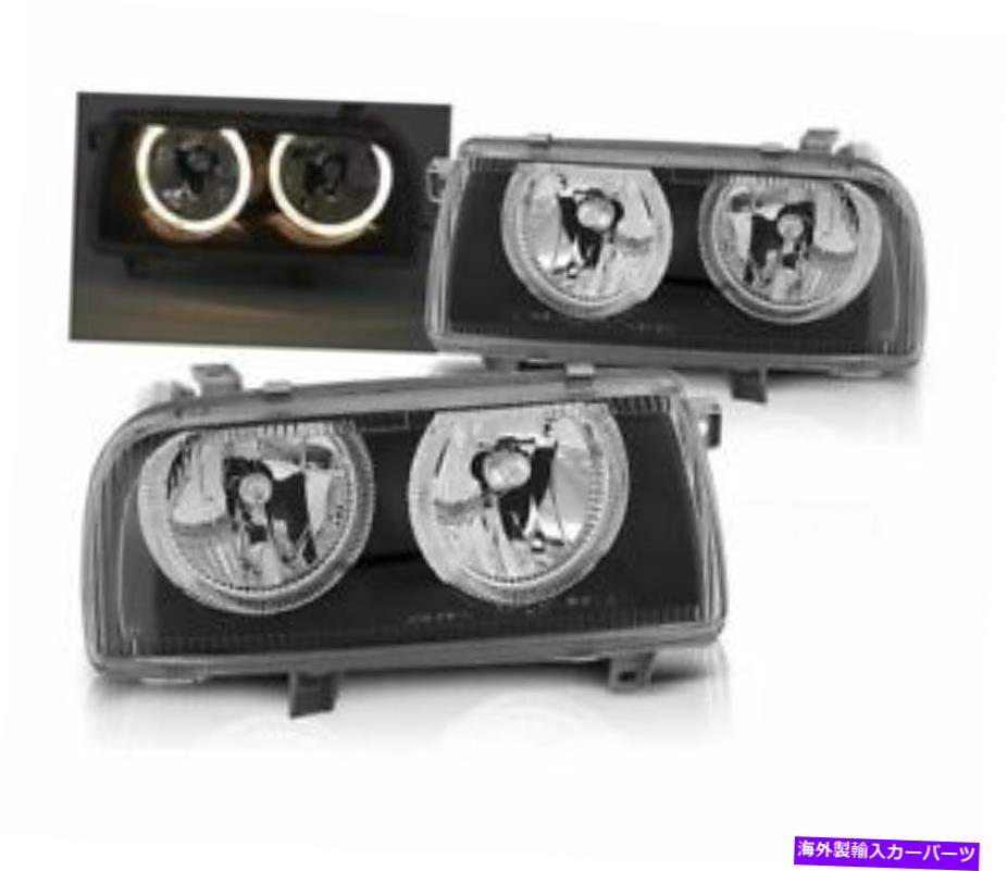 USヘッドライト ヘッドランプヘッドライトVW Vento 1992-1998天使の目黒いLHD Headlamps Headlight Vw Vento 1992-1998 Angel Eyes Black LHD【並行輸入品】