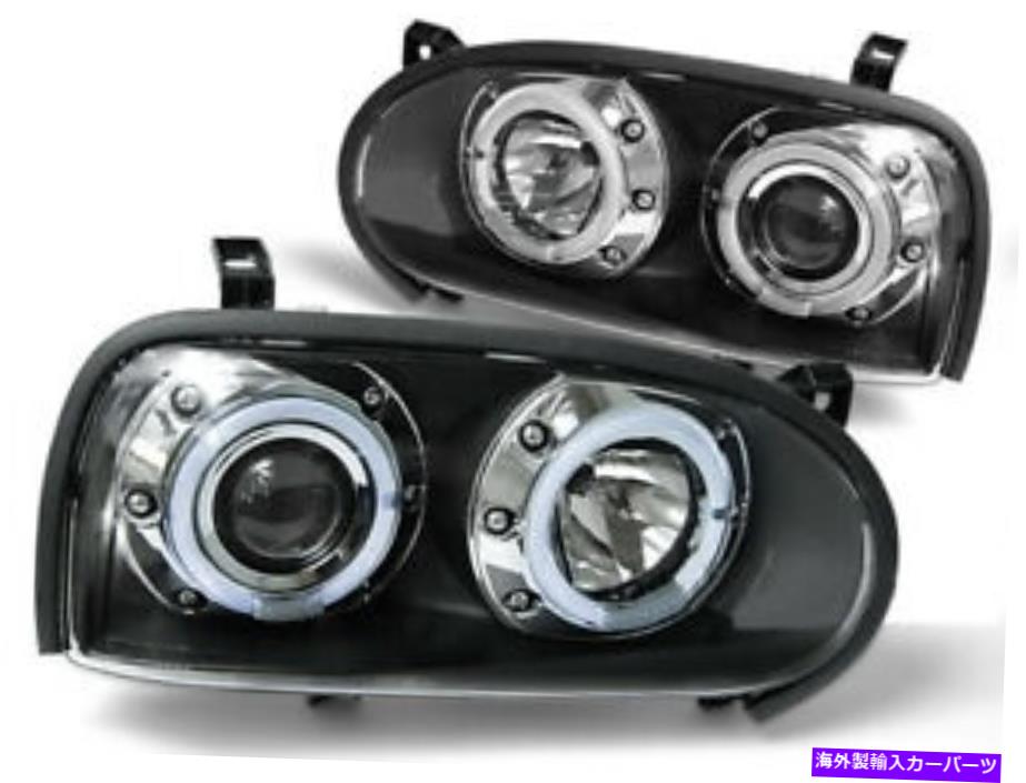 USヘッドライト Angel Eyes Black vw golf iii 1991-1994 1996 1996 1997 Headlights for VW Golf III 1991-1994 1995 1996 1997 VR-1605 Angel Eyes Black【並行輸入品】
