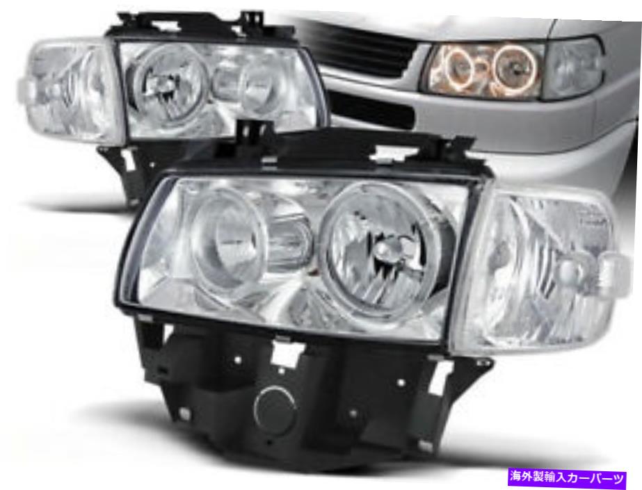 USヘッドライト Angel Eys Chromeのvw t4 1996-1999 2000年のヘッドライト Headlights for VW T4 1996-1999 2000 2001 2002 2003 VR-1618 Angel Eyes Chrome【並行輸入品】