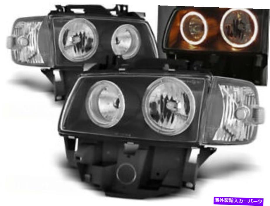 USヘッドライト vw t4 1996-1998 1999 2000 2000 2002 2003年VR-1619 Angel Eyes Black Headlights for VW T4 1996-1998 1999 2000 2001 2002 2003 VR-1619 Angel Eyes Black【並行輸入品】