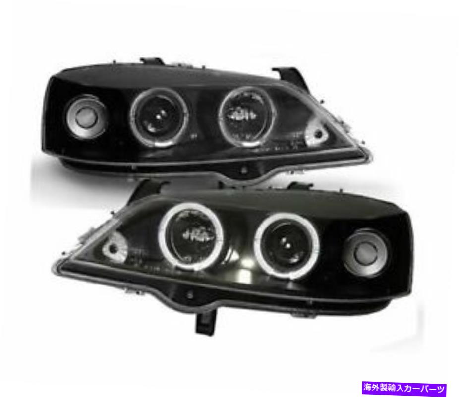 USヘッドライト Opel Astra G 1997-2004 Angel Eyes Black LHDのヘッドライトLPOP19 HEADLIGHTS LPOP19 FOR OPEL ASTRA G 1997-2004 ANGEL EYES BLACK LHD【並行輸入品】