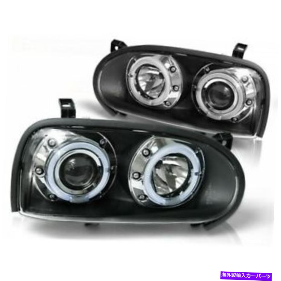 USヘッドライト VWゴルフのための天使の目黒3 09.91-08.97 ANGEL EYES BLACK FOR VW GOLF 3 09.91-08.97【並行輸入品】