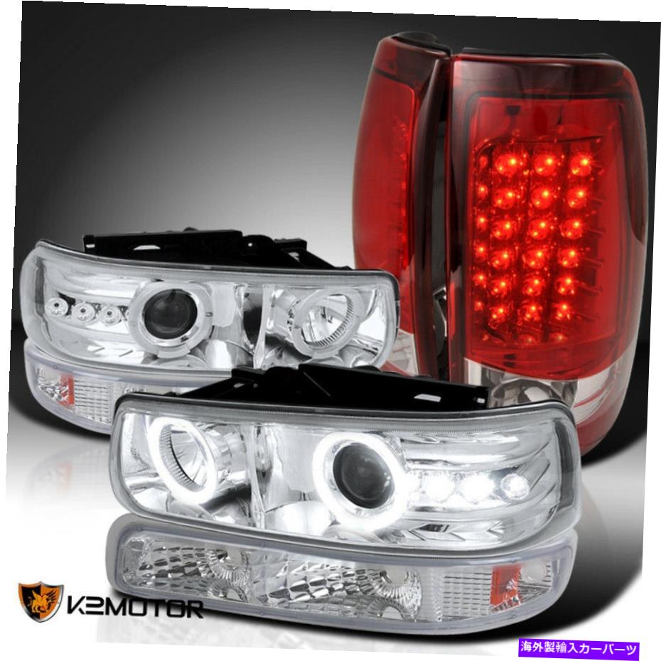 USヘッドライト 99-02 Chevy Silverado Chrome Halo Proヘッドライト+バンパーランプ+赤LEDテールランプ 99-02 Chevy Silverado Chrome Halo Pro Headlights+Bumper Lamps+Red LED Tail Lamps【並行輸入品】｜Us Custom Parts Shop USDM