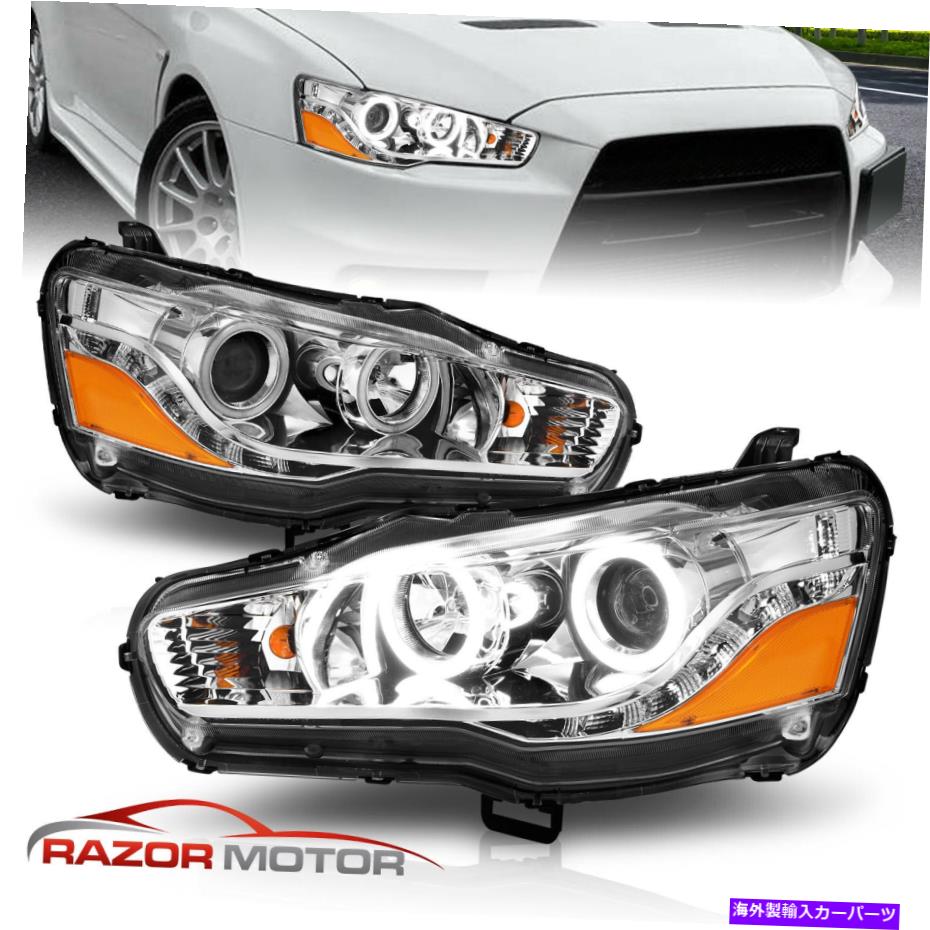 USヘッドライト 2008-2016三菱ランサーEVO XのためのHalo Chrome Projectorヘッドライト 2008-2016 LED Halo Chrome Projector Headlight For Mitsubishi Lancer Evo X【並行輸入品】｜Us Custom Parts Shop USDM