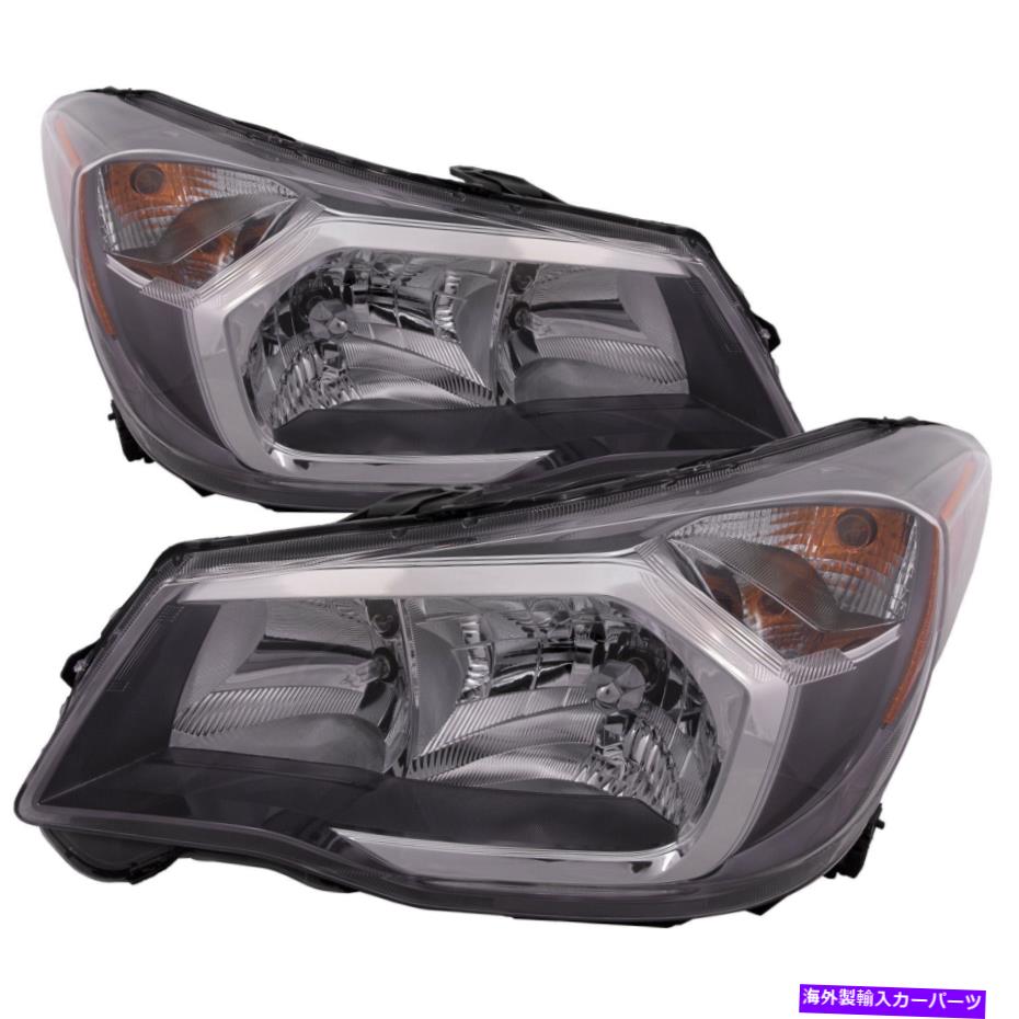 USヘッドライト ヘッドライトグレーベゼルハロゲンペアフィット2014-2016 Subaru Forester 2.0Lターボ Headlight Gray Bezel Halogen Pair Fits 2014-2016 Subaru Forester 2.0L Turbo【並行輸入品】