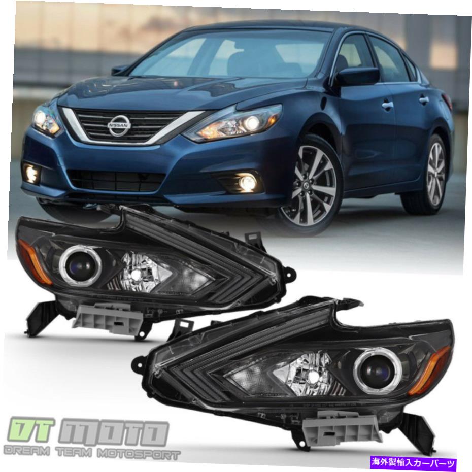 USヘッドライト 2016-2018 Altimaヘッドライトのための黒ベゼルw / o LEDハロゲンヘッドランプ左+右 Black Bezel w/o LED Halogen Headlamps For 2016-2018 Altima Headlights Left+Right【並行輸入品】