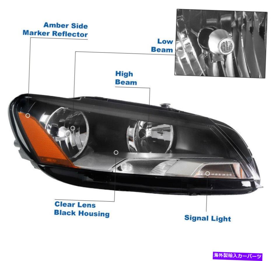 USヘッドライト 2012-2015フォルクスワーゲンパッセットハロゲンブラックヘッドライトランプW / LED DRLキットLH + RH For 2012-2015 Volkswagen Passat Halogen Black Headlight Lamp w/LED DRL Kit LH+RH【並行輸入品】｜Us Custom Parts Shop USDM