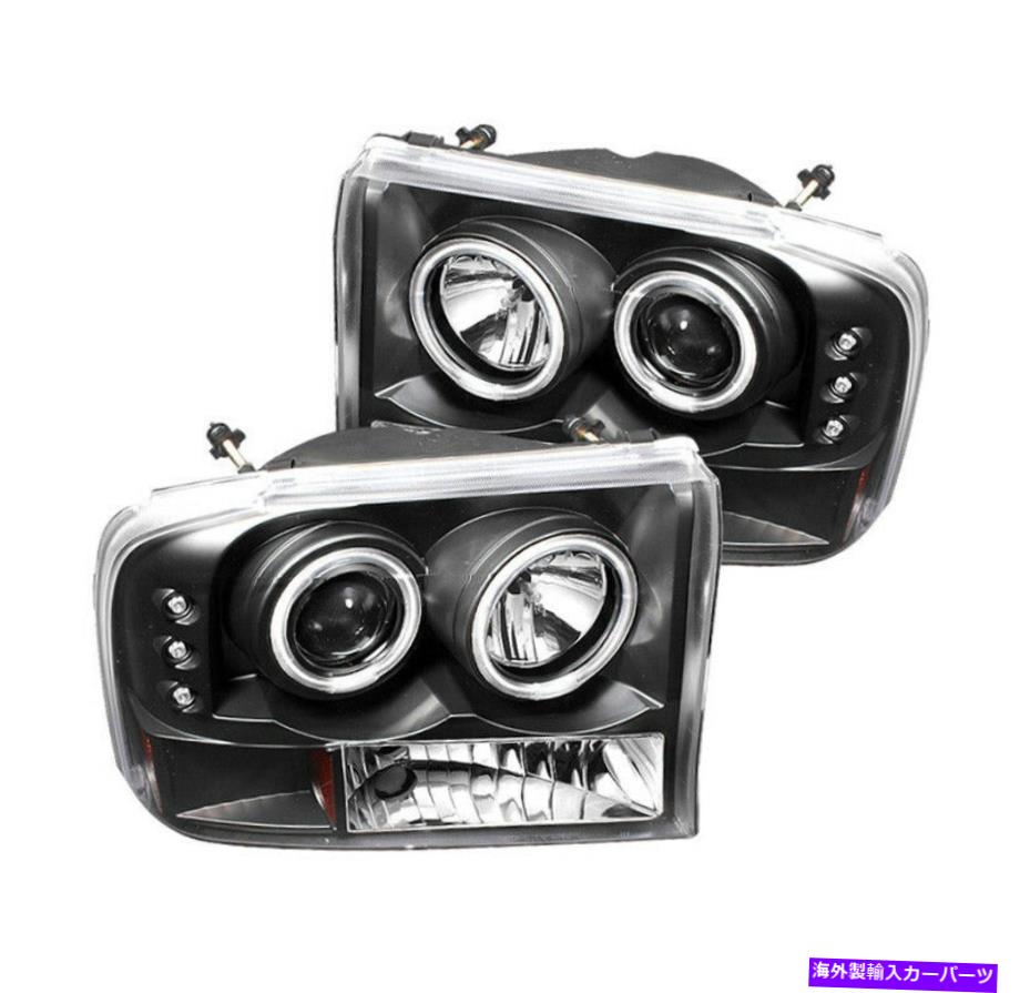 USヘッドライト 1999-2004フォードF250 F350エクスカーションCCFLハローLEDプロジェクターヘッドライトランプブラック 1999-2004 FORD F250 F350 EXCURSION CCFL HALO LED PROJECTOR HEADLIGHTS LAMP BLACK【並行輸入品】
