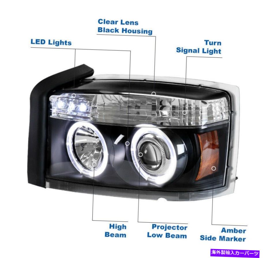 USヘッドライト 05-07 Dodge Dakota Halo LEDプロジェクターヘッドライトヘッドランプブラックW / 10K HIDキット For 05-07 Dodge Dakota Halo LED Projector Headlight Headlamp Black w/10K HID Kit【並行輸入品】