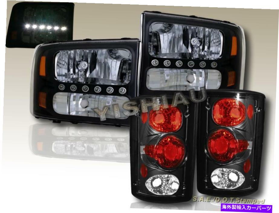 USヘッドライト 00 01 02 03 04フォードエクスカーションブラックヘッドライト+ブラックテールライト 00 01 02 03 04 Ford Excursion Black Headlights + Black Tail Lights【並行輸入品】