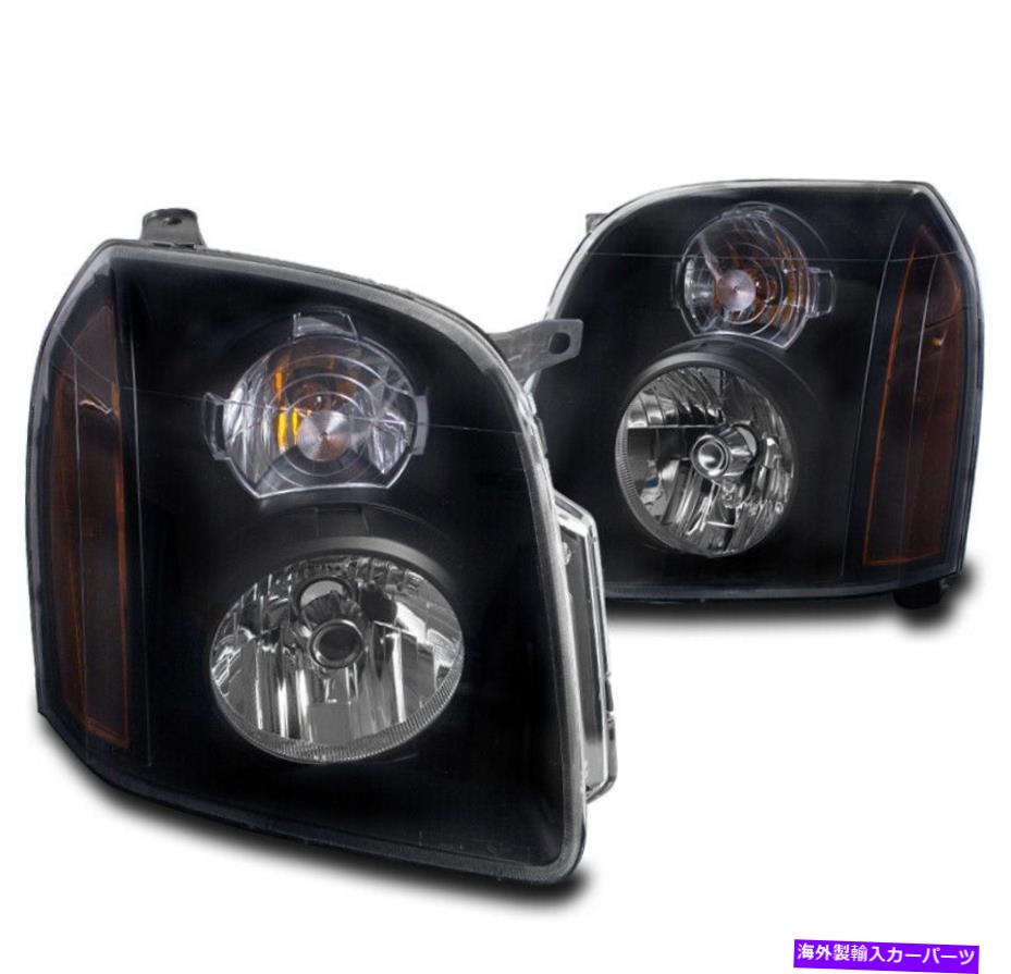 USヘッドライト 07-14 GMC Yukon XL 1500 2500クリスタルスタイルヘッドライトランプブラック左+右ペア 07-14 GMC YUKON XL 1500 2500 CRYSTAL STYLE HEADLIGHT LAMP BLACK LEFT+RIGHT PAIR【並行輸入品】