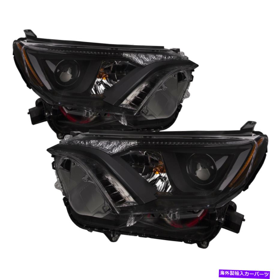 USヘッドライト 2016-2018トヨタRAV-4のためのブラックベゼルアメリカ製のヘッドライトペア Headlights Pair w/Black Bezel USA Built Set For 2016-2018 Toyota Rav-4【並行輸入品】