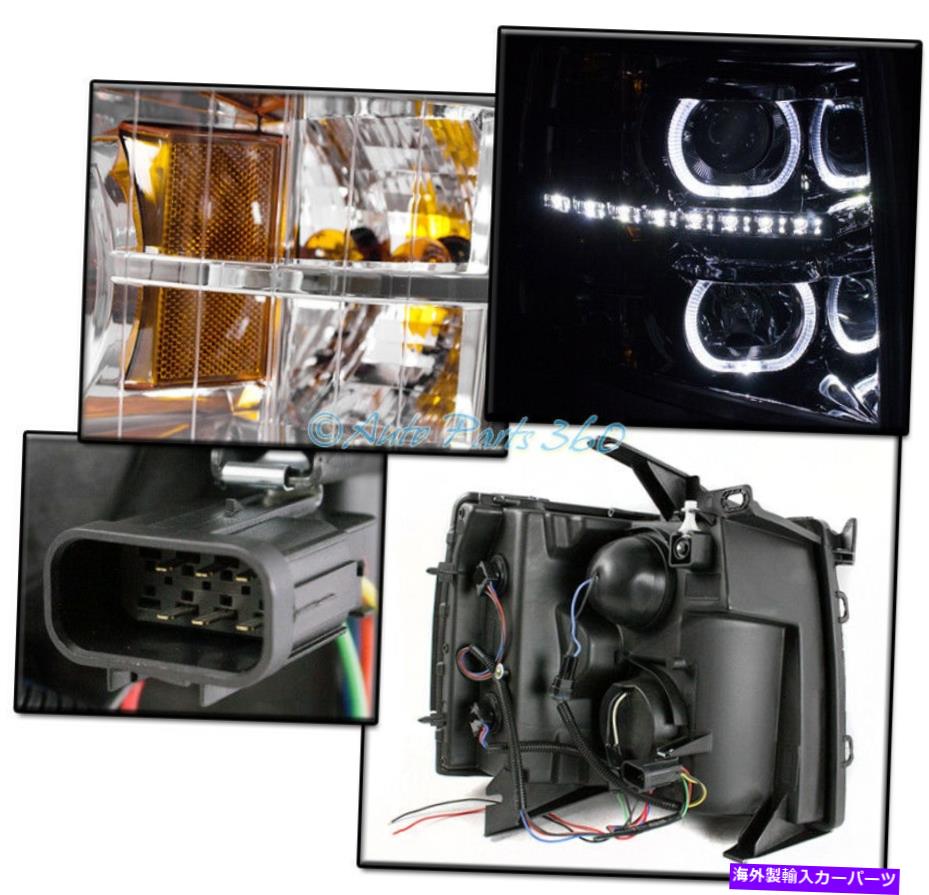 USヘッドライト 07-13シボリーSilverado U-Halo LED Chromeプロジェクターヘッドライトランプ+バンパーDRL FOR 07-13 CHEVY SILVERADO U-HALO LED CHROME PROJECTOR HEADLIGHT LAMP +BUMPER DRL【並行輸入品】