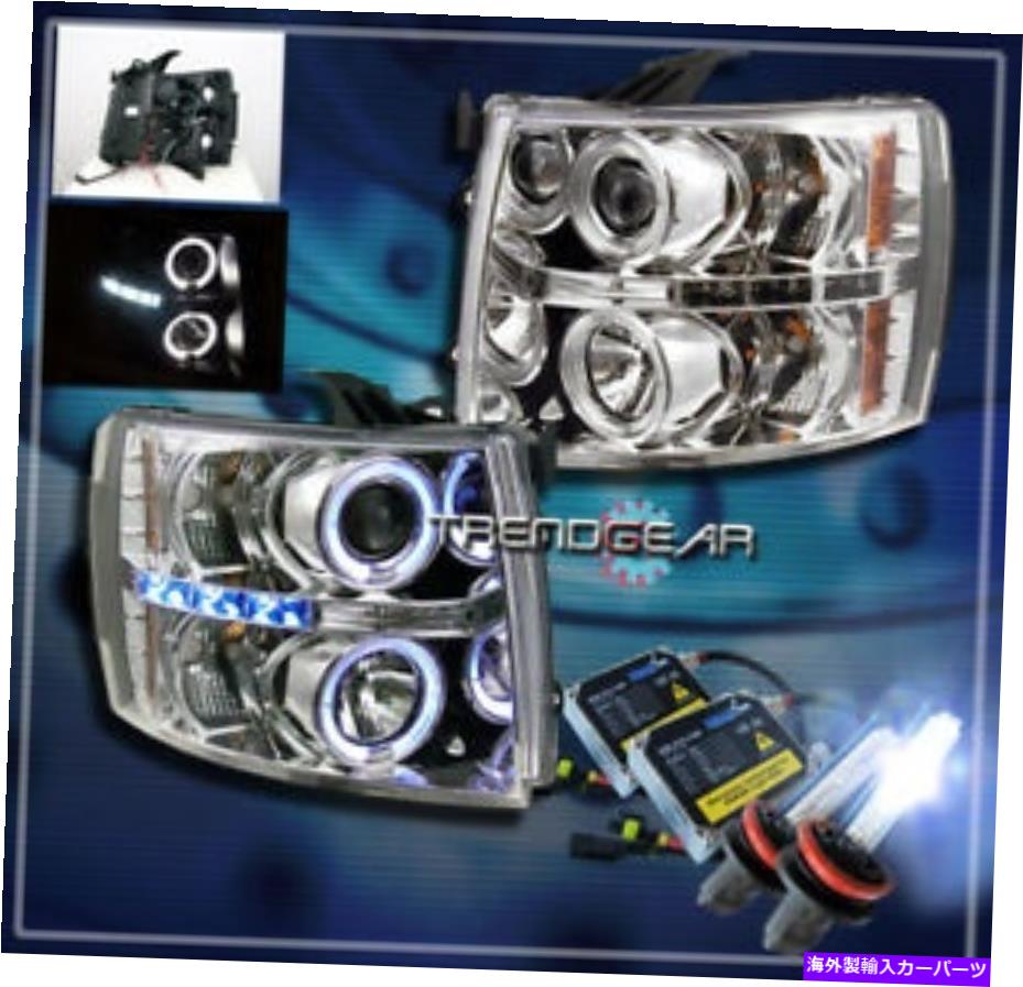 USヘッドライト 2007-2013 Chevy Silverado Halo LEDプロジェクターヘッドライト+ HID 8000K 1500 2500 3500 2007-2013 CHEVY SILVERADO HALO LED PROJECTOR HEADLIGHTS+HID 8000K 1500 2500 3500【並行輸入品】