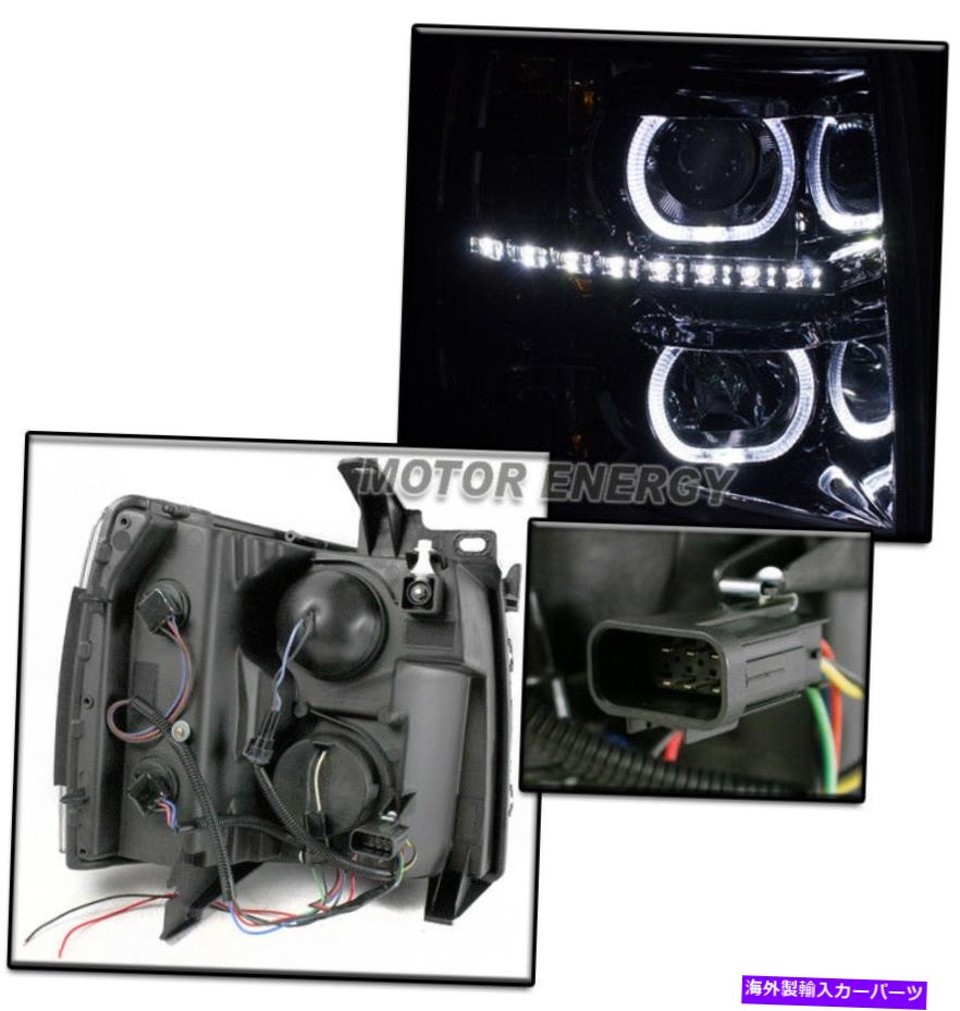 USヘッドライト 07-13 Silverado U-Halo LED ChromeプロジェクターヘッドライトランプW / Blue DRL信号 FOR 07-13 SILVERADO U-HALO LED CHROME PROJECTOR HEADLIGHT LAMP W/BLUE DRL SIGNAL【並行輸入品】