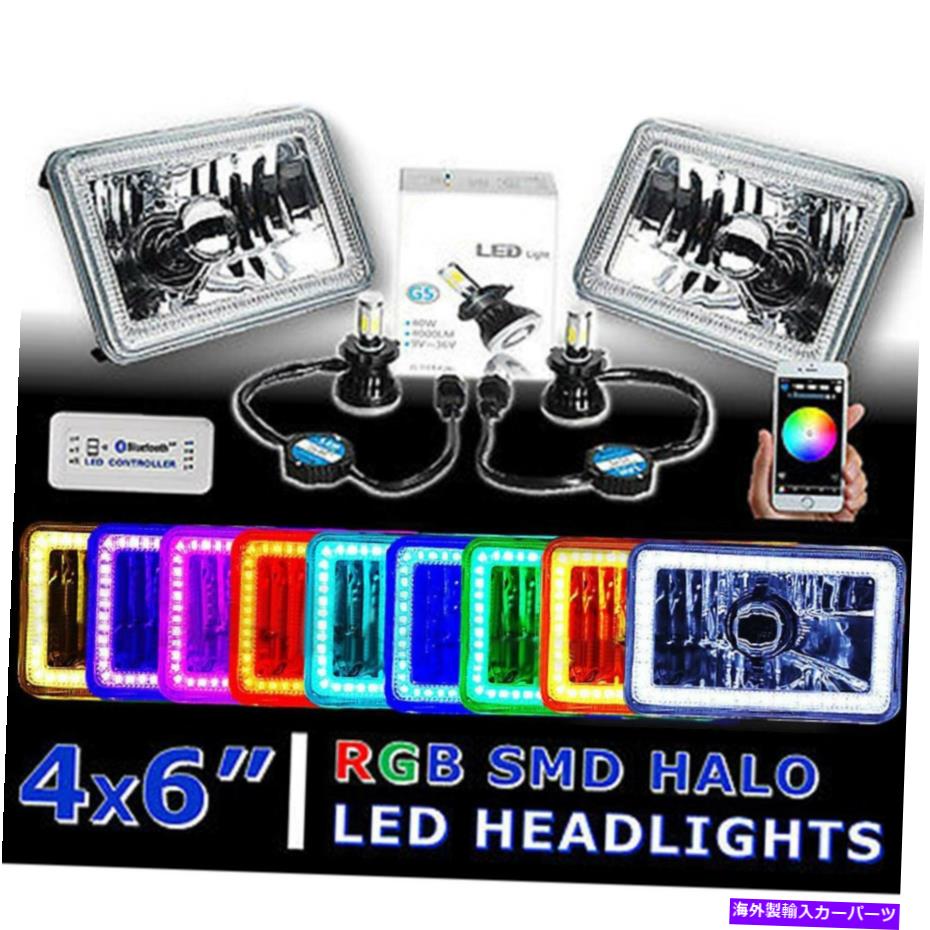 USヘッドライト 4&times;6 "BluetoothカラーチェンジRGB SMDハローエンジェルアイヘッドライトLED電球ペア 4X6" BLUETOOTH Color Change RGB SMD Halo Angel Eye Headlight LED Light Bulb Pair【並行輸入品】｜Us Custom Parts Shop USDM