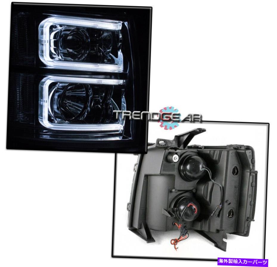 USヘッドライト 2007-2013のシボレーSilverado LEDチューブクロムプロジェクターヘッドライトW / Blue DRLキット FOR 2007-2013 CHEVY SILVERADO LED TUBE CHROME PROJECTOR HEADLIGHT W/BLUE DRL KIT【並行輸入品】
