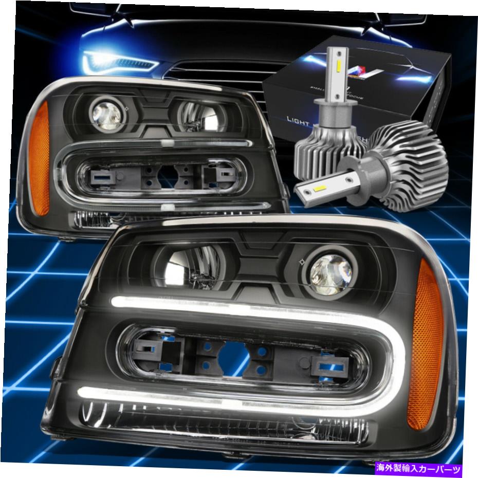 USヘッドライト FIT 2002-2009シボレートレイルブレーカプロジェクターヘッドライトW / LEDキットスリムスタイルブラック Fit 2002-2009 Chevy Trailblazer Projector Headlight W/LED Kit Slim Style Black【並行輸入品】｜Us Custom Parts Shop USDM