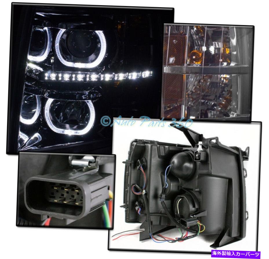 USヘッドライト 07-13 Silverado U-Halo LEDスモークプロジェクターヘッドライトランプW / BLUE DRL信号 FOR 07-13 SILVERADO U-HALO LED SMOKE PROJECTOR HEADLIGHT LAMP W/BLUE DRL SIGNAL【並行輸入品】 59,818円