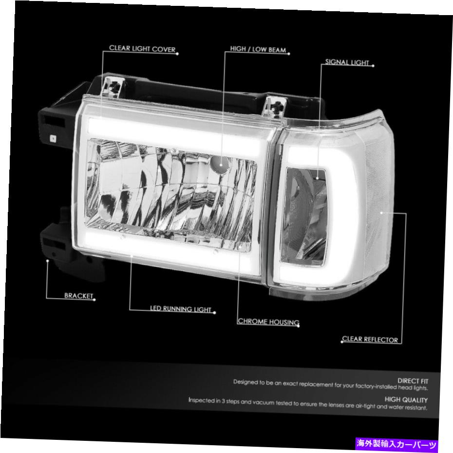 USヘッドライト ペアLED DRLクロム/クリアヘッドライトランプ87-91 FORD F150 F350 F350 Bronco PAIR LED DRL CHROME/CLEAR HEADLIGHT LAMPS FOR 87-91 FORD F150 F250 F350 BRONCO【並行輸入品】