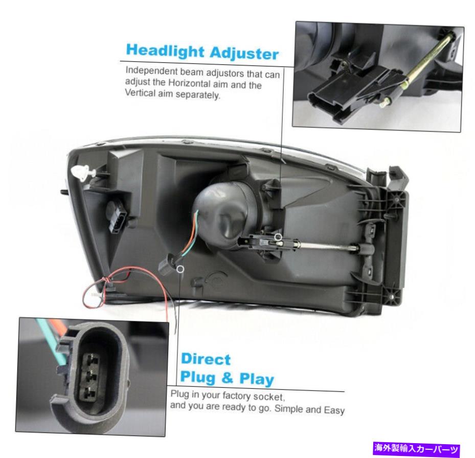 USヘッドライト 06-08ドッジRAM 1500 LEDブラックプロジェクターヘッドライトランプW /バンパーブルーDRL For 06-08 Dodge Ram 1500 LED Black Projector Headlights Lamps w/Bumper Blue DRL【並行輸入品】
