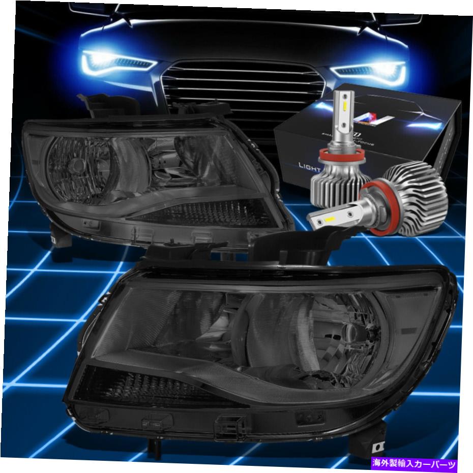 USヘッドライト フィット2015-2020シボレーコロラドピックアップヘッドライトランプW / LEDキットスリムスタイルスモーク Fit 2015-2020 Chevy Colorado Pickup Headlight Lamps W/LED Kit Slim Style Smoked【並行輸入品】