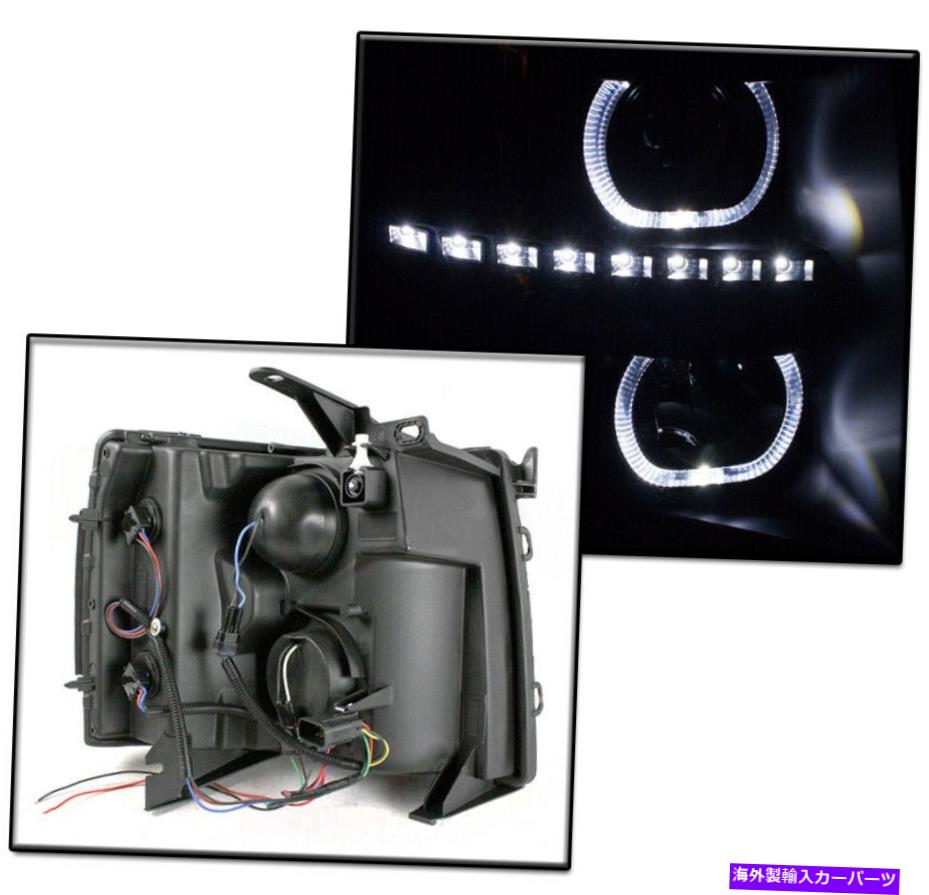 USヘッドライト 2007-2013シボリーシルバードブラック/スモークU-BAR HALO LEDプロジェクターヘッドライト+ DRL FOR 2007-2013 CHEVY SILVERADO BLACK/SMOKE U-BAR HALO LED PROJECTOR HEADLIGHT+DRL【並行輸入品】
