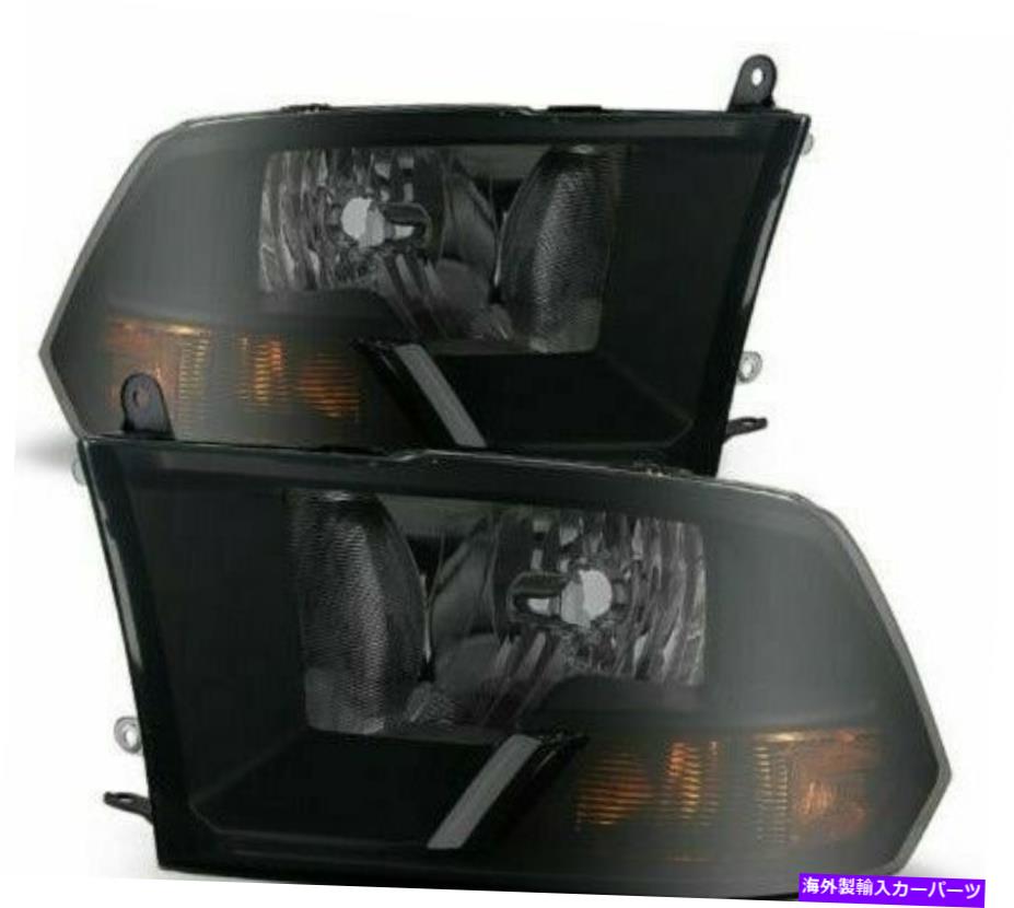 USヘッドライト Dodge Ram 09-18 1500ヘッドライトヘッドランプブラック/スモーク左+右2ピース For Dodge Ram 09-18 1500 HeadLights Head Lamps Black/Smoked left+right 2PCS【並行輸入品】