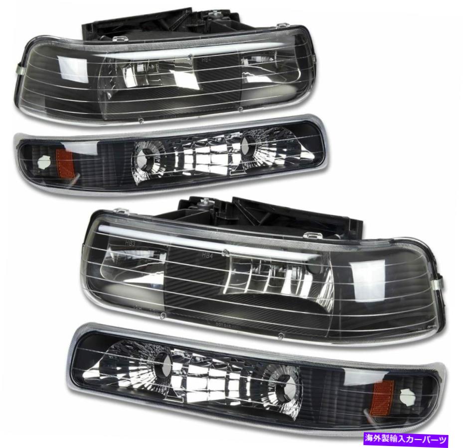 USヘッドライト 1999年から2006年のシボリーSilverado Suburban Tahoe Black琥珀色のヘッドライトヘッドランプ For 1999-2006 Chevy Silverado Suburban Tahoe Black Amber HeadLights HeadLamps【並行輸入品】