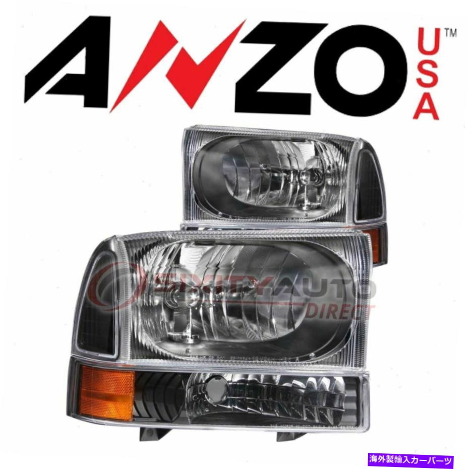 USヘッドライト 2000-2004フォードエクスカーション - 電気照明PEのためのアンツサヘッドライトセット AnzoUSA Headlight Set for 2000-2004 Ford Excursion - Electrical Lighting pe【並行輸入品】