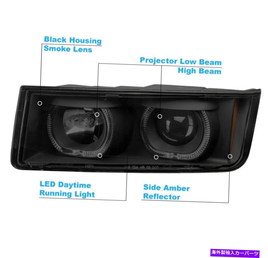 USヘッドライト 02-06 Chevy Avalanche Haloブラック/スモークプロジェクターヘッドライト+ブルーLED DRL + HID For 02-06 Chevy Avalanche Halo Black/Smoke Projector Headlight +Blue LED DRL+HID【並行輸入品】