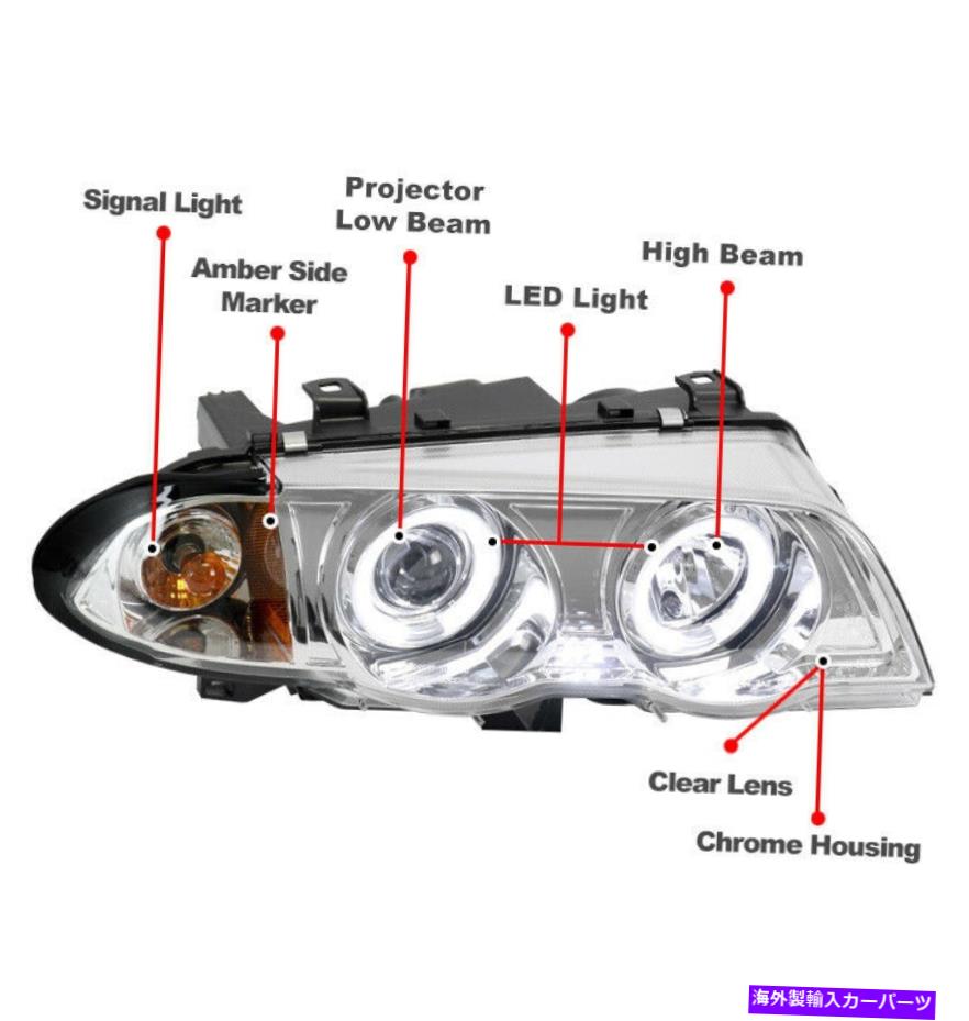 USヘッドライト 99-01 BMW E46 4DR Halo LED ChromeプロジェクターヘッドライトW / Blue DRL信号+ HID For 99-01 BMW E46 4dr Halo LED Chrome Projector Headlights w/Blue DRL Signal+HID【並行輸入品】