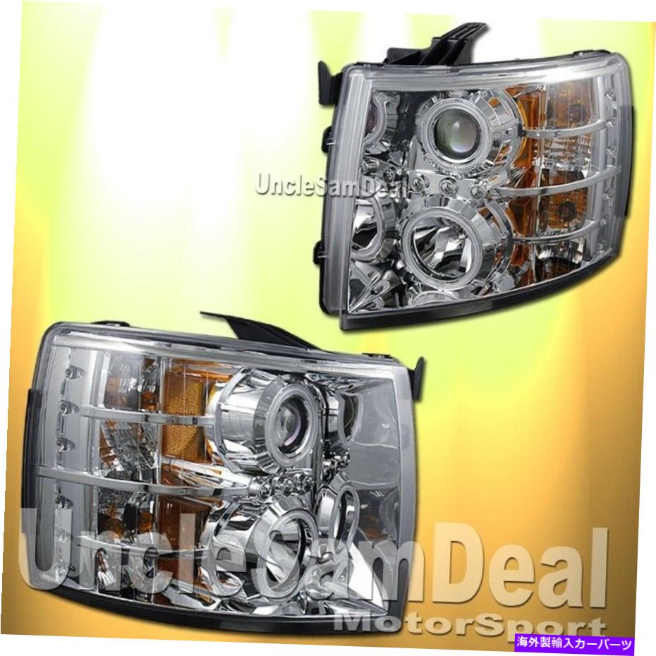 USヘッドライト Chevy SilveradoデュアルLED Halo Rimsクリアプロジェクターヘッドライトクロームハウジング CHEVY SILVERADO DUAL LED HALO RIMS CLEAR PROJECTOR HEADLIGHTS CHROME HOUSING【並行輸入品】 59,818円