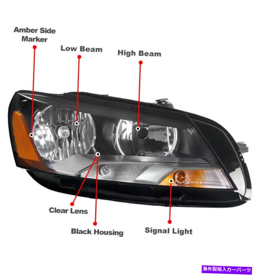 USヘッドライト 12-15フォルクスワーゲンVW PassatハロゲンブラックヘッドライトヘッドランプW / LED DRL信号 For 12-15 Volkswagen VW Passat Halogen Black Headlight Headlamp w/LED DRL Signal【並行輸入品】