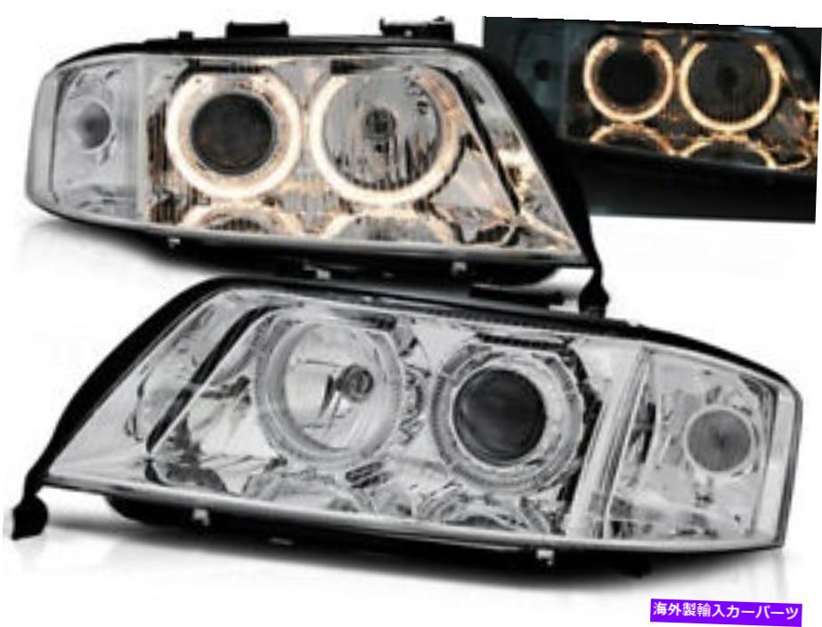 USヘッドライト Audi A6 1999 2000 2001 VR-1133天使の目のヘッドランプクローム Headlights for Audi A6 1999 2000 2001 VR-1133 Angel Eyes Headlamps Chrome【並行輸入品】