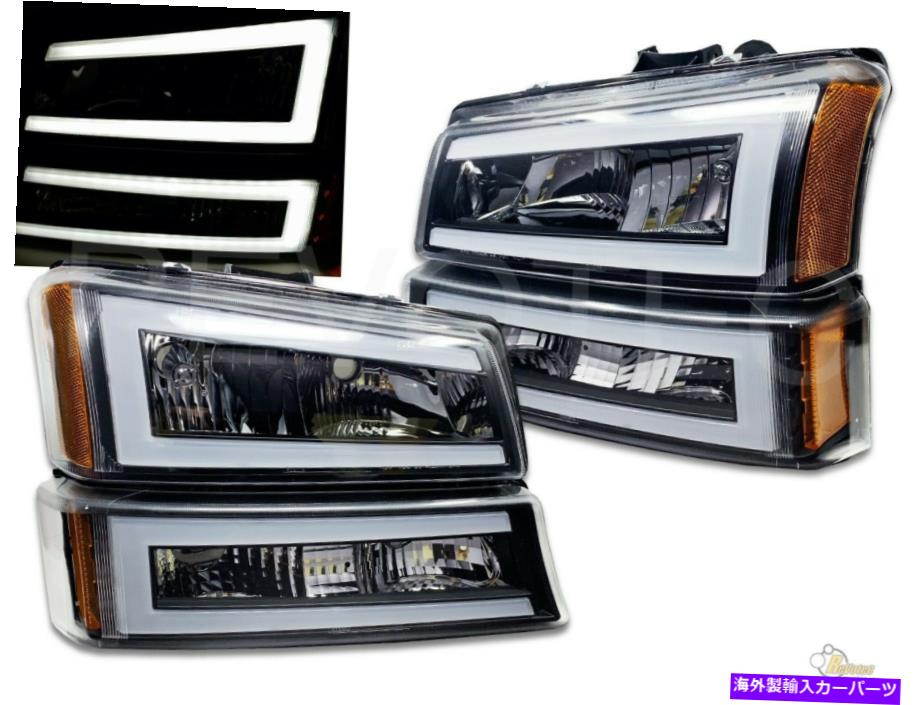 USヘッドライト ブラックLEDバーヘッドライトバンパーライト03-06シボレーシルバード1500 2500 3500 Black LED Bar Headlights Bumper Lights 03-06 Chevrolet Silverado 1500 2500 3500【並行輸入品】