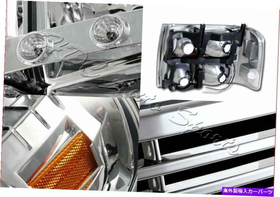 USヘッドライト 2000-2006シボー郊外1500 2500 LED DRLクロムヘッドライト+縦グリル For 2000-2006 Chevy Suburban 1500 2500 LED DRL Chrome Headlight +Vertical Grille【並行輸入品】｜Us Custom Parts Shop USDM