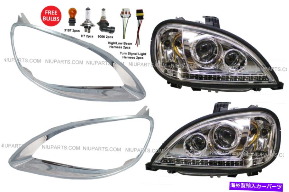 USヘッドライト LEDとベゼルのドライバー＆旅客側のFreightLiner Columbiaのヘッドライト Freightliner Columbia Headlight with LED and Bezels Driver & Passenger Side【並行輸入品】
