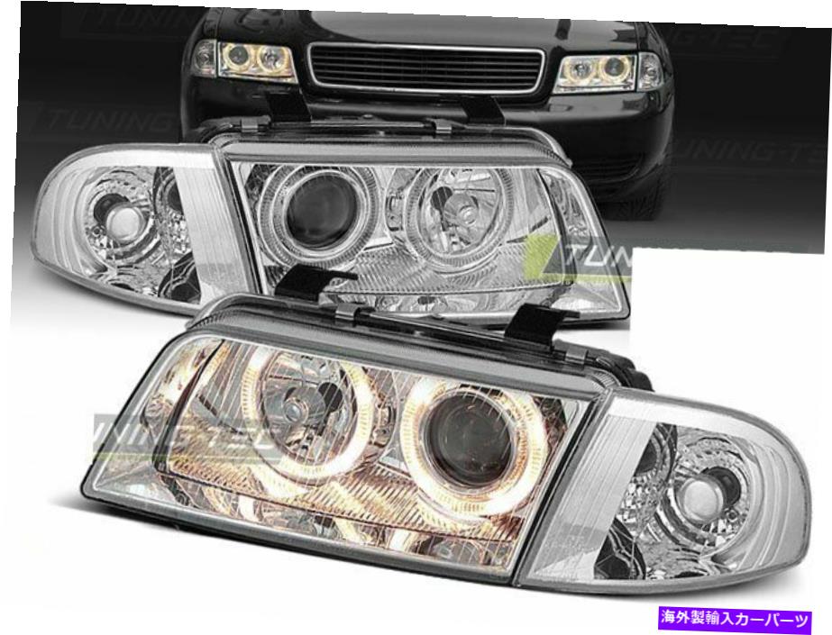 USヘッドライト Audi A4 B5 94-98 Halo Rims Chrome Depo CA LPAU09 Xino CAのヘッドライトのペア Pair of Headlights for AUDI A4 B5 94-98 Halo Rims Chrome Depo CA LPAU09 XINO CA【並行輸入品】