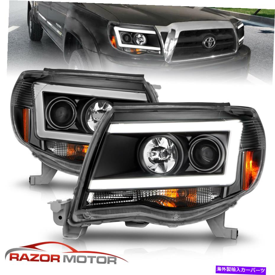 USヘッドライト [LED Cライトバー] 2005-2011トヨタタコマブラックプロジェクターヘッドライトペア [LED C Light Bar]For 2005-2011 Toyota Tacoma Black Projector Headlights Pair【並行輸入品】