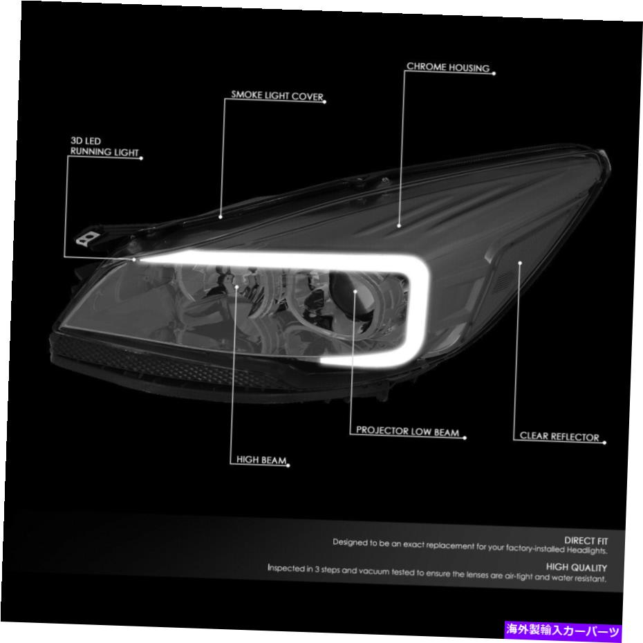 USヘッドライト 13-16フォードエスケープスモークレンズのクリアコーナーLED DRLプロジェクターヘッドライトランプ FOR 13-16 FORD ESCAPE SMOKED LENS CLEAR CORNER LED DRL PROJECTOR HEADLIGHT LAMPS【並行輸入品】