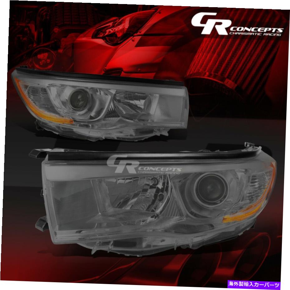 USヘッドライト 2014-2016トヨタハイランダのためのペアスモークオレンジ色のサイドプロジェクターヘッドライトLH + RH PAIR SMOKED AMBER SIDE PROJECTOR HEADLIGHT LH+RH FOR 2014-2016 TOYOTA HIGHLANDER【並行輸入品】