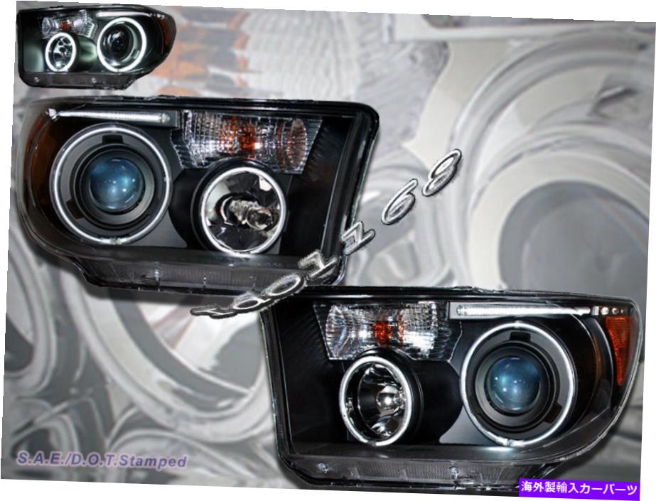 USヘッドライト 07-12トヨタツンドラ08-11 SequoiaデュアルCCFL Halo LEDブラックプロジェクターヘッドライト 07-12 Toyota Tundra 08-11 Sequoia Dual CCfl Halo LED Black Projector Headlights【並行輸入品】