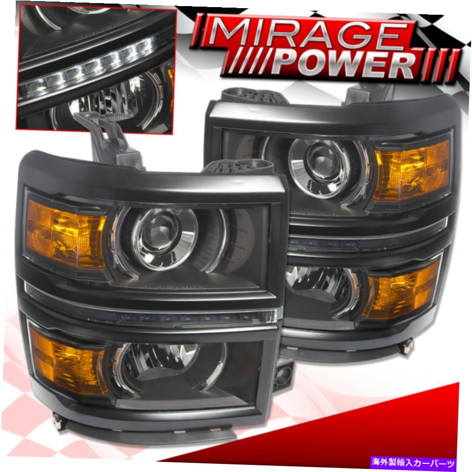 USヘッドライト ブラックアンバーDRL LEDプロジェクターヘッドライト信号ランプは14-15シボリーシルバードー Black Amber DRL LED Projector Head Lights Signal Lamps For 14-15 Chevy Silverado【並行輸入品】｜Us Custom Parts Shop USDM