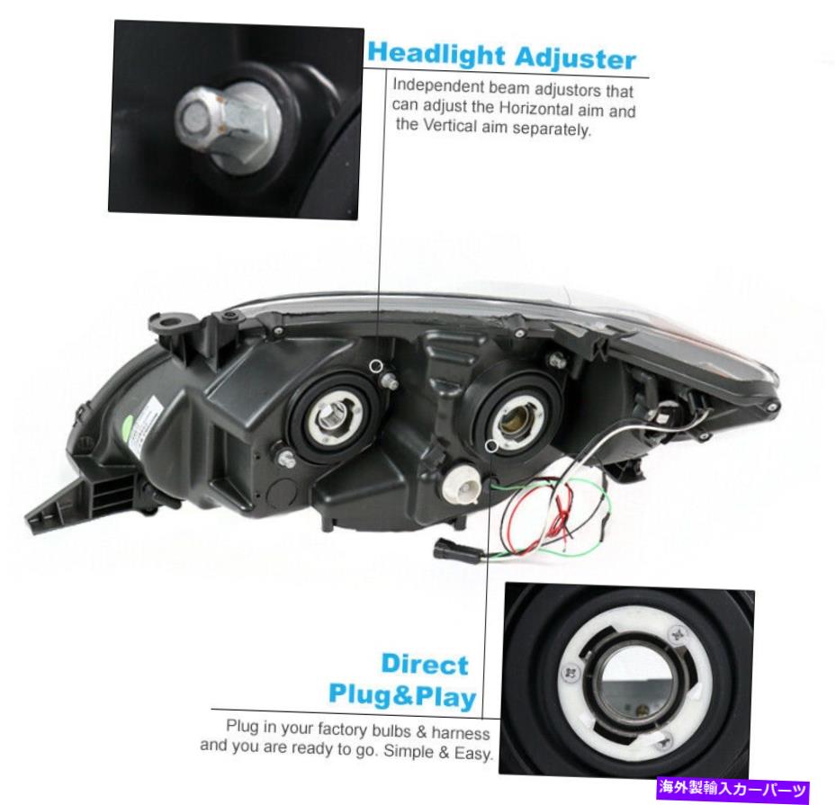 USヘッドライト 11-13トヨタカローラLEDハロープロジェクターブラックヘッドライトランプ+ブルーDRL信号 For 11-13 Toyota Corolla LED Halo Projector Black Headlight Lamp+Blue DRL Signal【並行輸入品】
