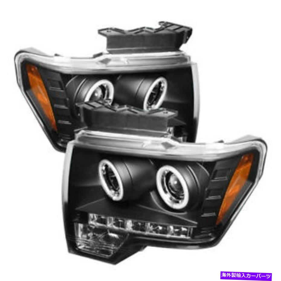 USヘッドライト フォード09-14 F150 CCFLブラックデュアルハローLEDプロジェクターヘッドライトランプF-150 Ford 09-14 F150 CCFL Black Dual Halo LED Projector Headlights Lamp F-150【並行輸入品】