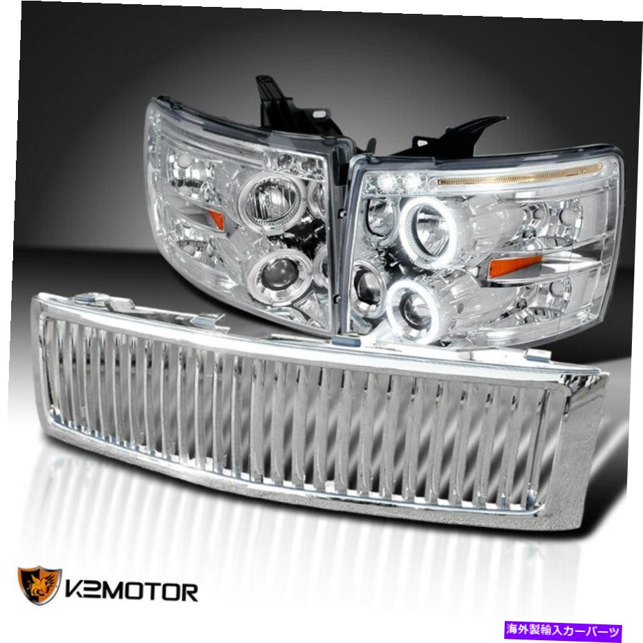 USヘッドライト 207-2012のシボレーSilverado 1500クリアプロジェクターヘッドライト+垂直グリル For 207-2012 Chevy Silverado 1500 Clear Projector Headlights+Vertical Grille【並行輸入品】