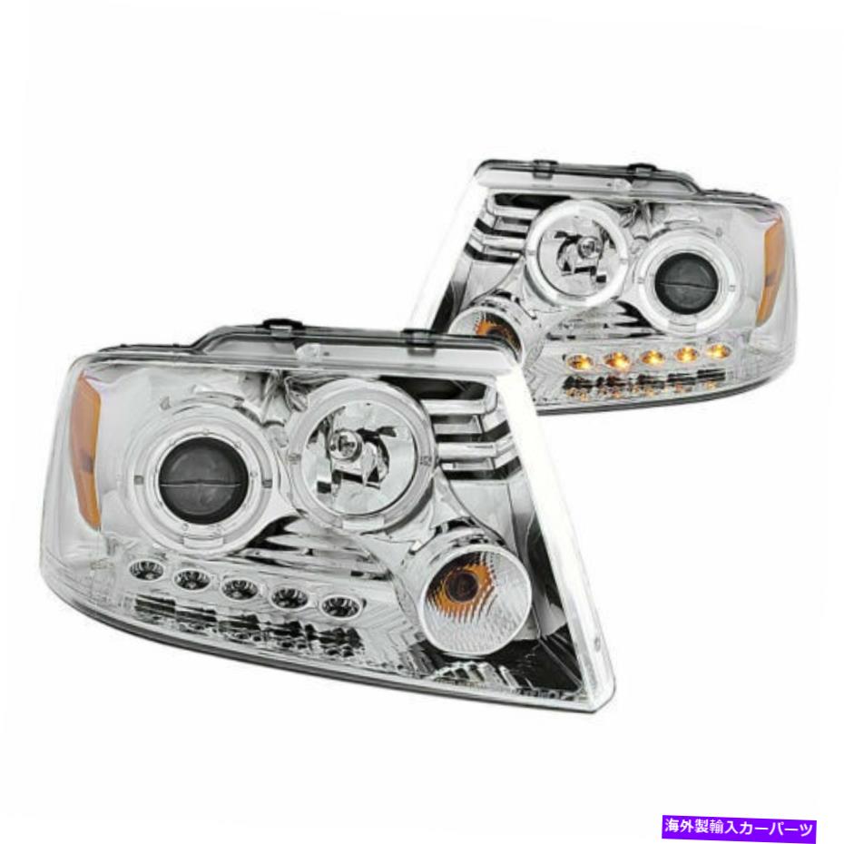 USヘッドライト 04-08 Ford F-150のための2つのHaloS LEDフィットが付いているAnzo 111203 Chromeプロジェクターのヘッドライト Anzo 111203 Chrome Projector Headlight with 2 Halos Led fit for 04-08 Ford F-150【並行輸入品】｜Us Custom Parts Shop USDM